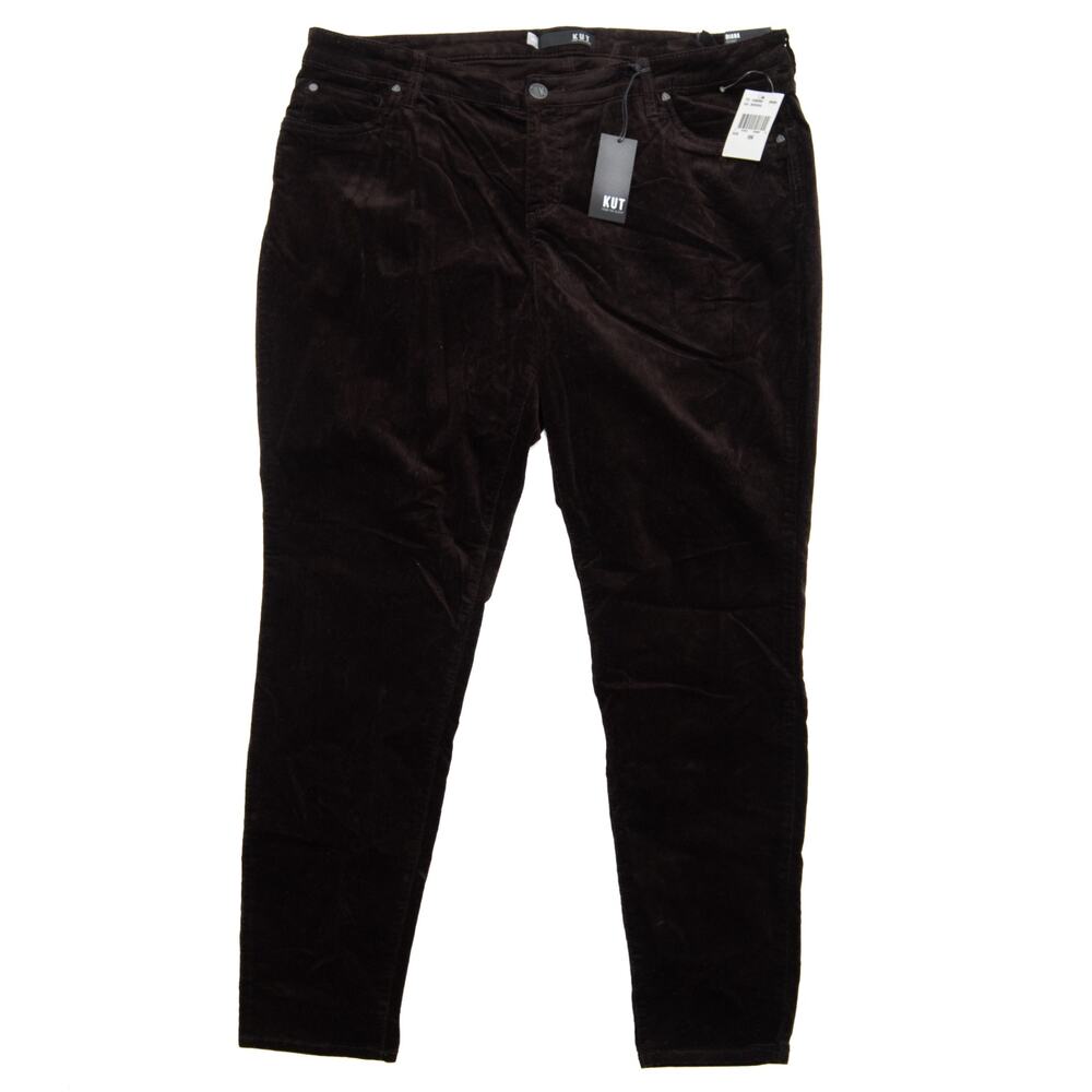 New Kut From The Kloth Brown Diana Corduroy Relaxed Fit Skinny Pants Size 18W